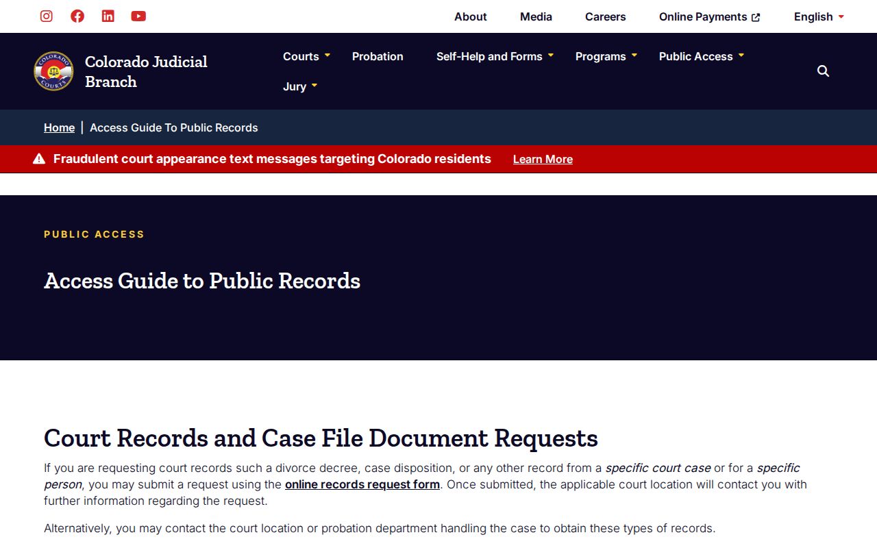 Colorado public records access guide for Fremont County warrant records