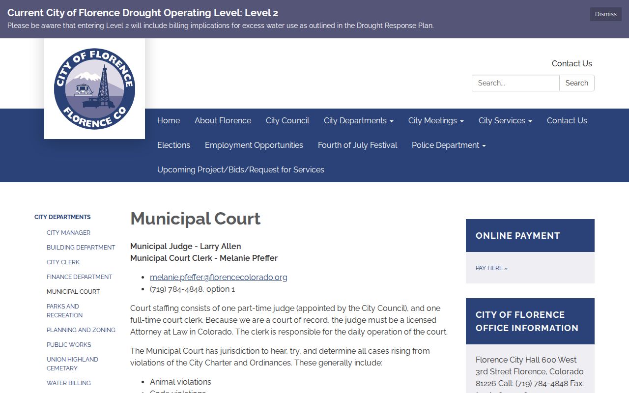 Florence warrant records municipal court schedule